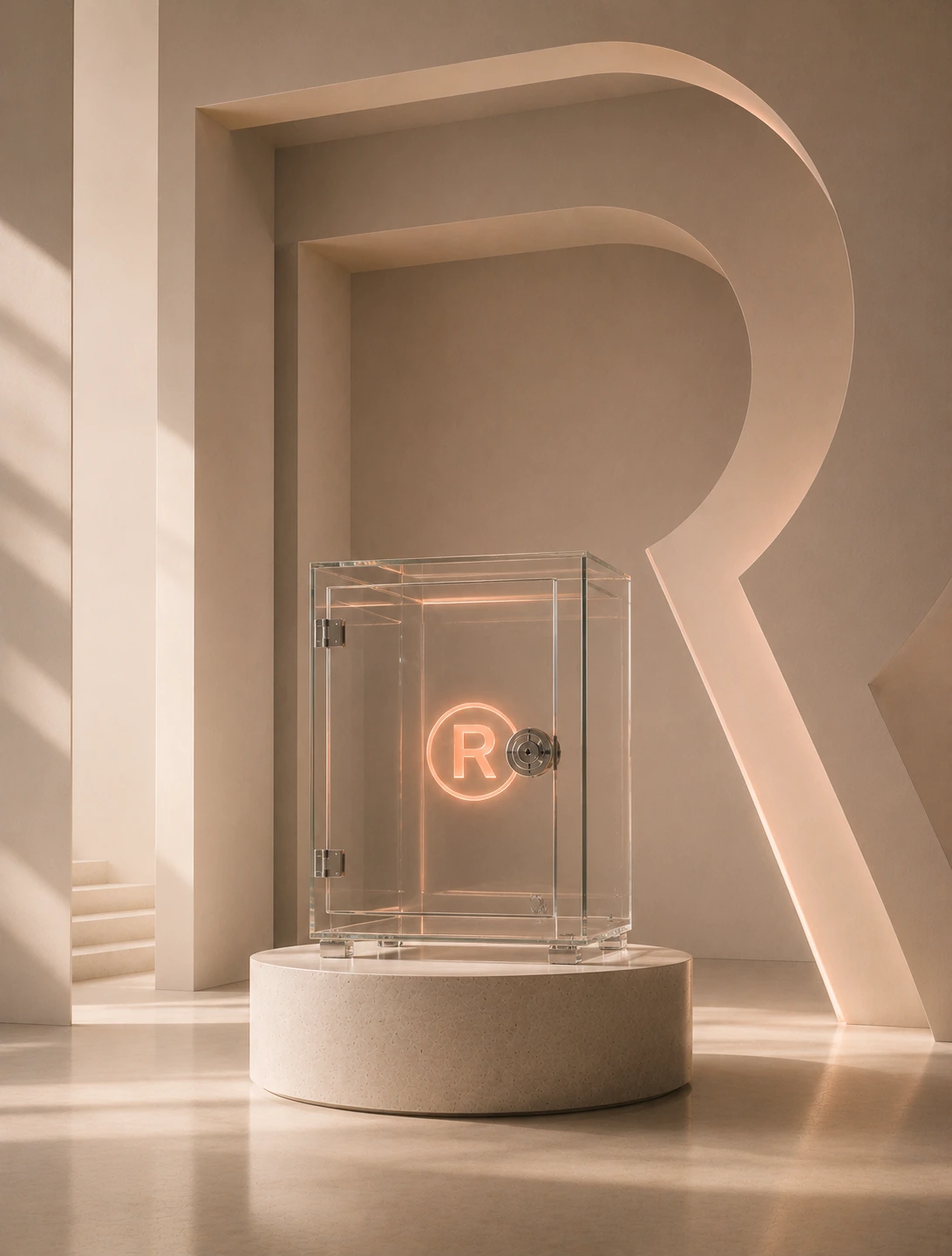 Cofre transparente revelando valor invisível.